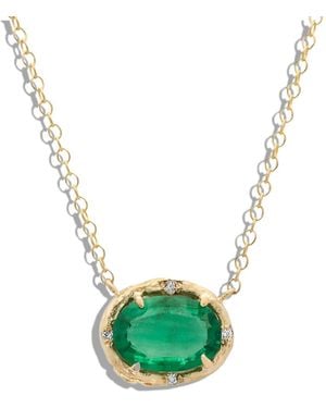 Elisabeth Bell Oval Emerald Yellow Gold Necklace - Green