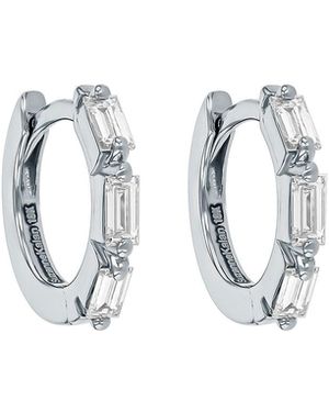 Suzanne Kalan Bold Triple Diamond White Gold Huggie Hoops