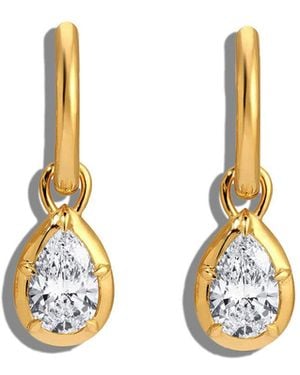 Carbon & Hyde Diamond Pear Rosette Huggie Hoop Earrings - Metallic