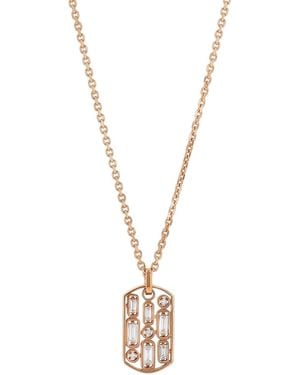 Suzanne Kalan Diamond Baguette Small Dog Tag Rose Gold Necklace - Metallic