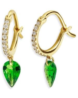 Raphaele Canot Set Free Mini Tsavorite Yellow Gold Hoop Earrings - White