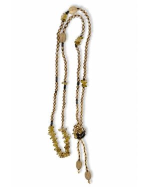 Don't Let Disco Crystal Bead Long Wrap Beaded Necklace - Metallic