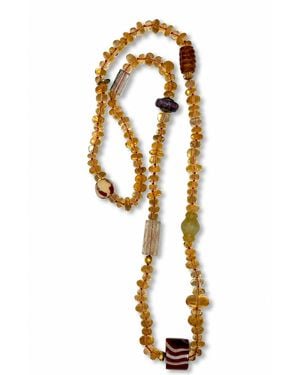 Don't Let Disco Semi Precious Crystal Bead Ceramic Necklace - Metallic