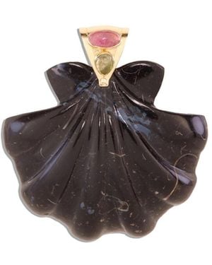 Kate Collins Grande Black Calcite Scallop Shell Pendant - Multicolor