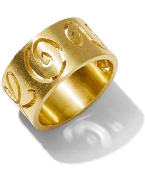 Cathy Waterman Wide Carved Love Yellow Gold Band Ring - Metallic
