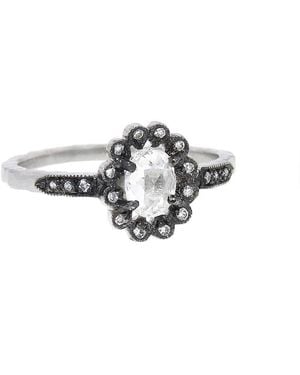 Cathy Waterman Oval Diamond Flower Platinum Ring - Multicolor