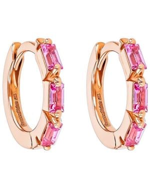 Suzanne Kalan Bold Triple Sapphire Rose Gold Huggie Hoops - White