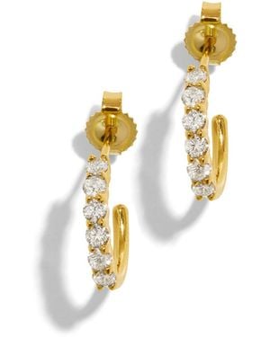 Jennifer Meyer Mini 4 Prong Diamond Hoop Earrings - Metallic