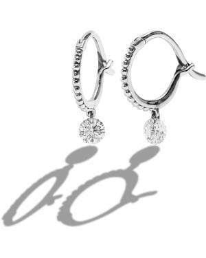 Raphaele Canot Diamond Set Free Beaded White Gold Mini Hoop Earrings - Metallic