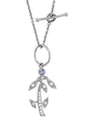 Cathy Waterman Blue Sapphire Falling Petal Platinum Charm - White