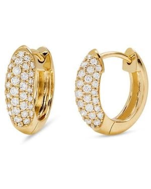 Sydney Evan Diamond Puffy Yellow Gold Huggie Hoops - White