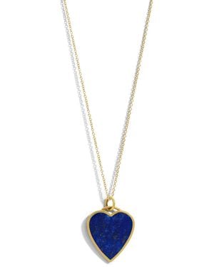 Jennifer Meyer Lapis Inlay Heart Yellow Gold Necklace - Blue