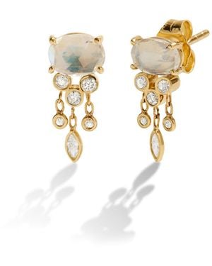 Celine Daoust Moonstone & Diamond Jellyfish Yellow Gold Earrings - Metallic