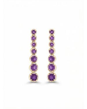 Jennifer Meyer Graduated Amethyst Yellow Gold Tennis Stud Earrings - White