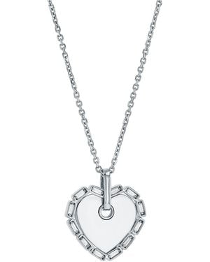 Suzanne Kalan Medium Heart With Diamond Frame White Gold Necklace