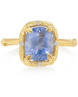 Elisabeth Bell Rustic Sapphire Yellow Gold Ring - Blue