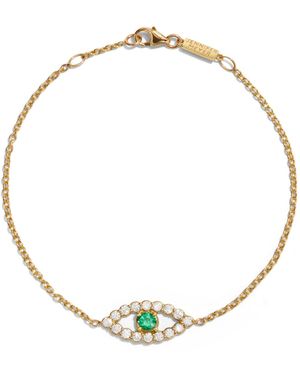 Jennifer Meyer Emerald & Diamond Evil Eye Yellow Gold Bracelet - Metallic