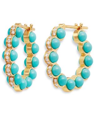 L'Atelier Nawbar Small Turquoise Enamel & Diamond Atom Hoop Earrings - Blue