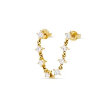 Carbon & Hyde Princess Yellow Gold Chain Double Earring - White