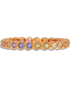 Sethi Couture Rainbow Sapphire Bezel Rose Gold Band - White