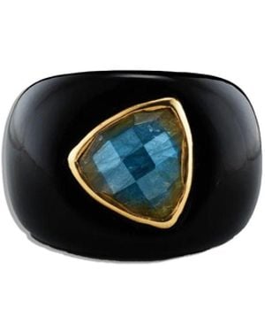 Kate Collins Sculptural Black Onyx Yellow Gold Stone Ring