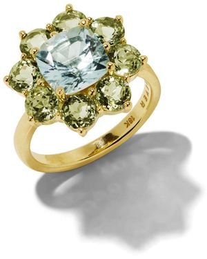 Jennifer Meyer Mint Tourmaline & Aquamarine Statement Flower Yellow Gold Ring - Metallic