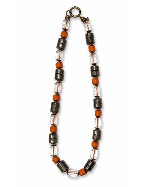 Don't Let Disco Orange Short Ribbon Necklace - White