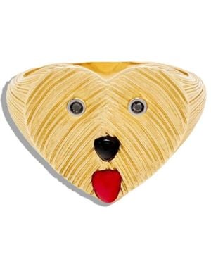 Yvonne Léon Dog Heart Yellow Gold Ring - White