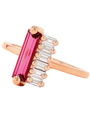 Suzanne Kalan One Of A Kind Pink Sapphire And Diamond Bar Rose Gold Ring