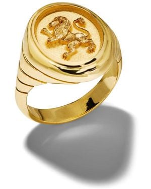 Retrouvai Lion Grandfather Fantasy Yellow Gold Signet Ring, 6 - Metallic