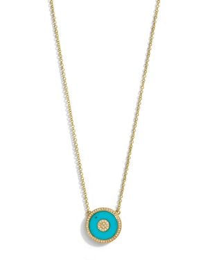 Jennifer Meyer Mini Turquoise Inlay And Diamond Evil Eye Necklace - Blue