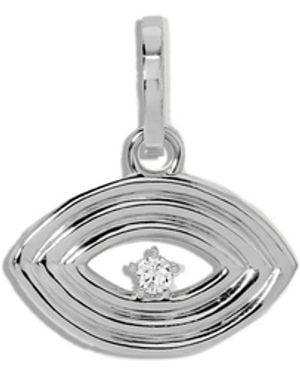 Adina Reyter Groovy Diamond Evil Eye Sterling Silver Hinged Charm - White
