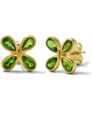 Cathy Waterman Chrome Diopside Yellow Gold Star Posts - Green