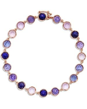 Irene Neuwirth Lapis, Tanzanite, & Rose Of France Small Classic Link Mixed Rose Gold Bracelet - Blue