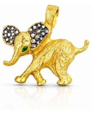Cathy Waterman Emerald Eyed Happy Baby Elephant Charm - Metallic
