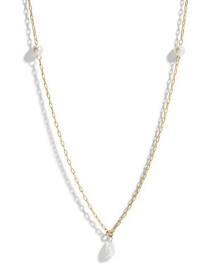 Mizuki Diamond And Akoya Pearls Yellow Gold Necklace - Metallic
