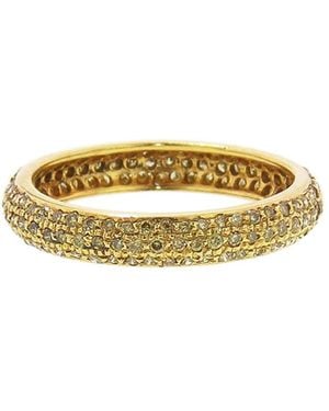 Sethi Couture Pave Yellow Diamond Tire Yellow Gold Band - Metallic