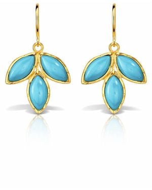 Irene Neuwirth Turquoise Trio Dew Drop Yellow Gold Earrings - Blue