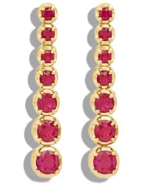 Jennifer Meyer Graduated Ruby Yellow Gold Tennis Studs - White