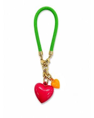 Roxanne Assoulin The Green Apple Happy Cord Double Heart Charm Bracelet - White