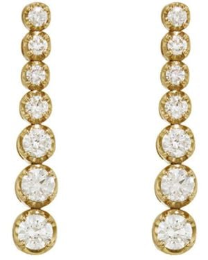 Jennifer Meyer 7 Small Graduated Diamond Yellow Gold Tennis Stud Earrings - White