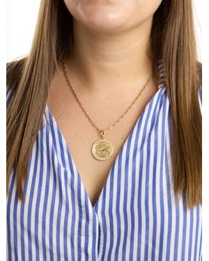 Azlee Small Motif Link Handmade Chain Yellow Gold Necklace - Blue