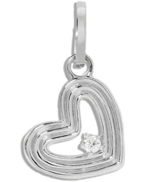 Adina Reyter Groovy Diamond Silver Heart Charm - White