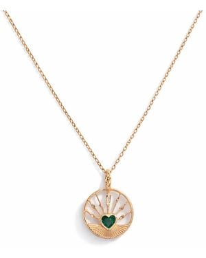 Celine Daoust Emerald Heart & Diamond Yellow Gold Necklace - Metallic