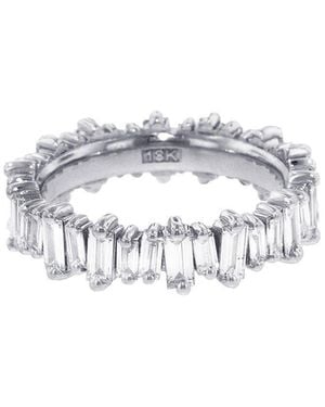 Suzanne Kalan Diamond Baguette New Classic White Gold Eternity Band Ring - Metallic