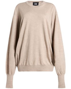 Alpha Studio Taupe Sweater Wool, Cow Leather - Natural