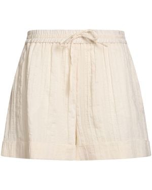 Twinset Ivory Shorts & Bermuda Shorts Cotton, Linen, Polyamide, Polyester - Natural