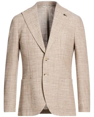 Paoloni Blazer Virgin Wool, Cotton, Linen, Elastane - Natural
