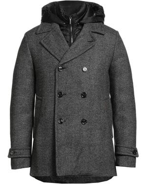 Moorer Charcoal Coat Virgin Wool, Wool, Acrylic, Elastane - Black