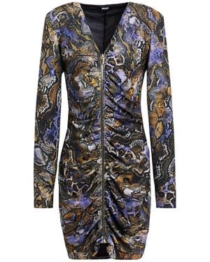 Just Cavalli Mini Dress Polyester, Metallic Polyester, Elastane - Gray
